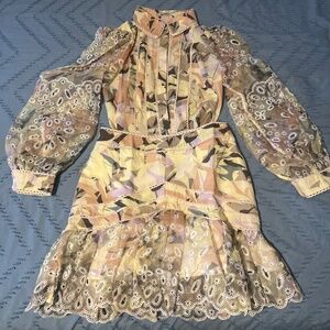 Spring Puff Sleeve Lace Sheer Top and Mini Skirt Set NWOT